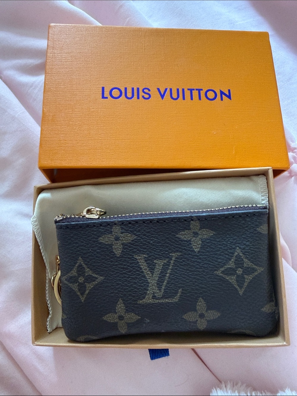 Louis Vuitton Monogram Key Pouch in Dark Brown Gold Hardware